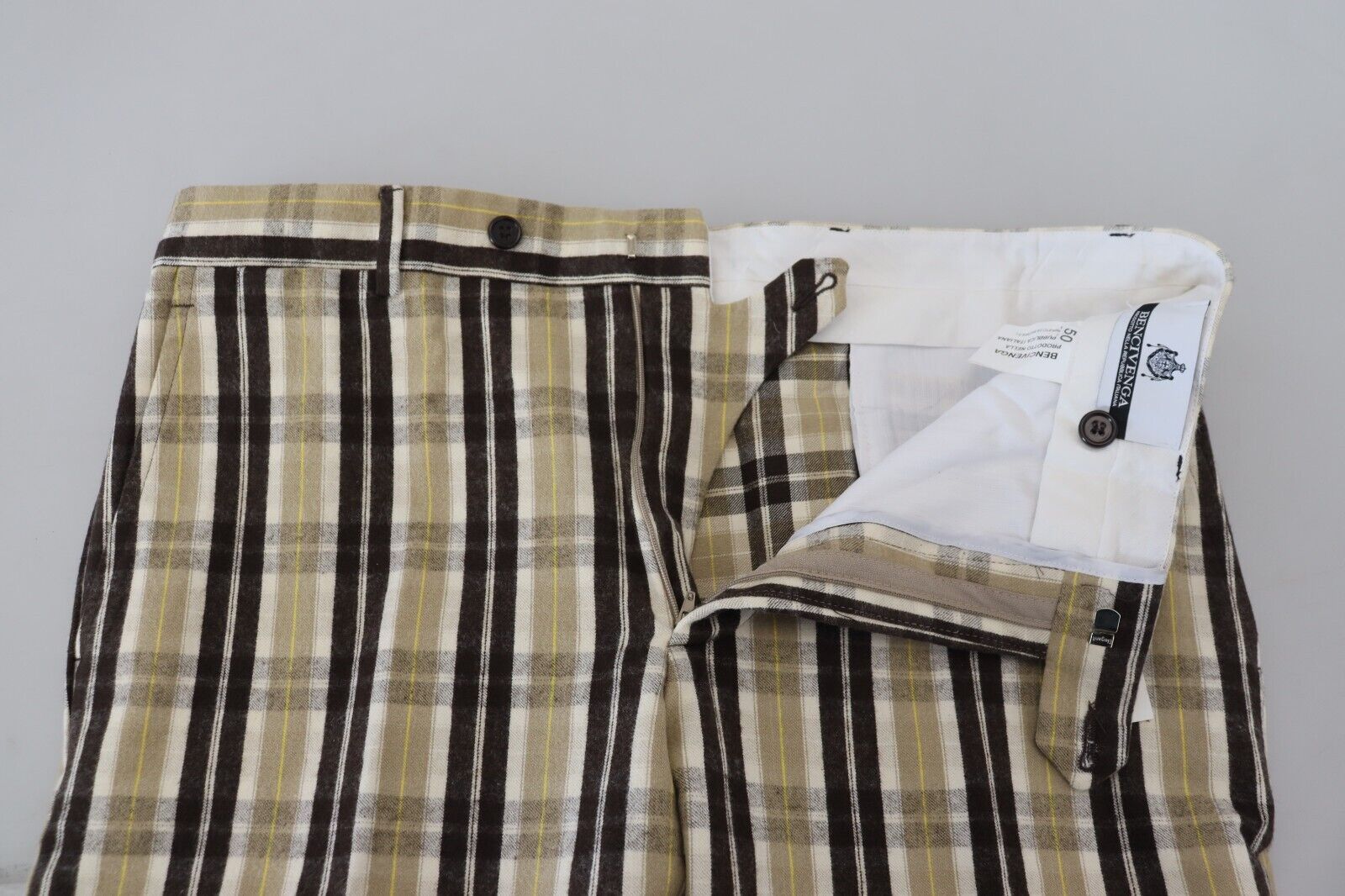 BENCIVENGA Multicolor Checkered Cotton Straight Fit Men Pants - ClickThatClicks 