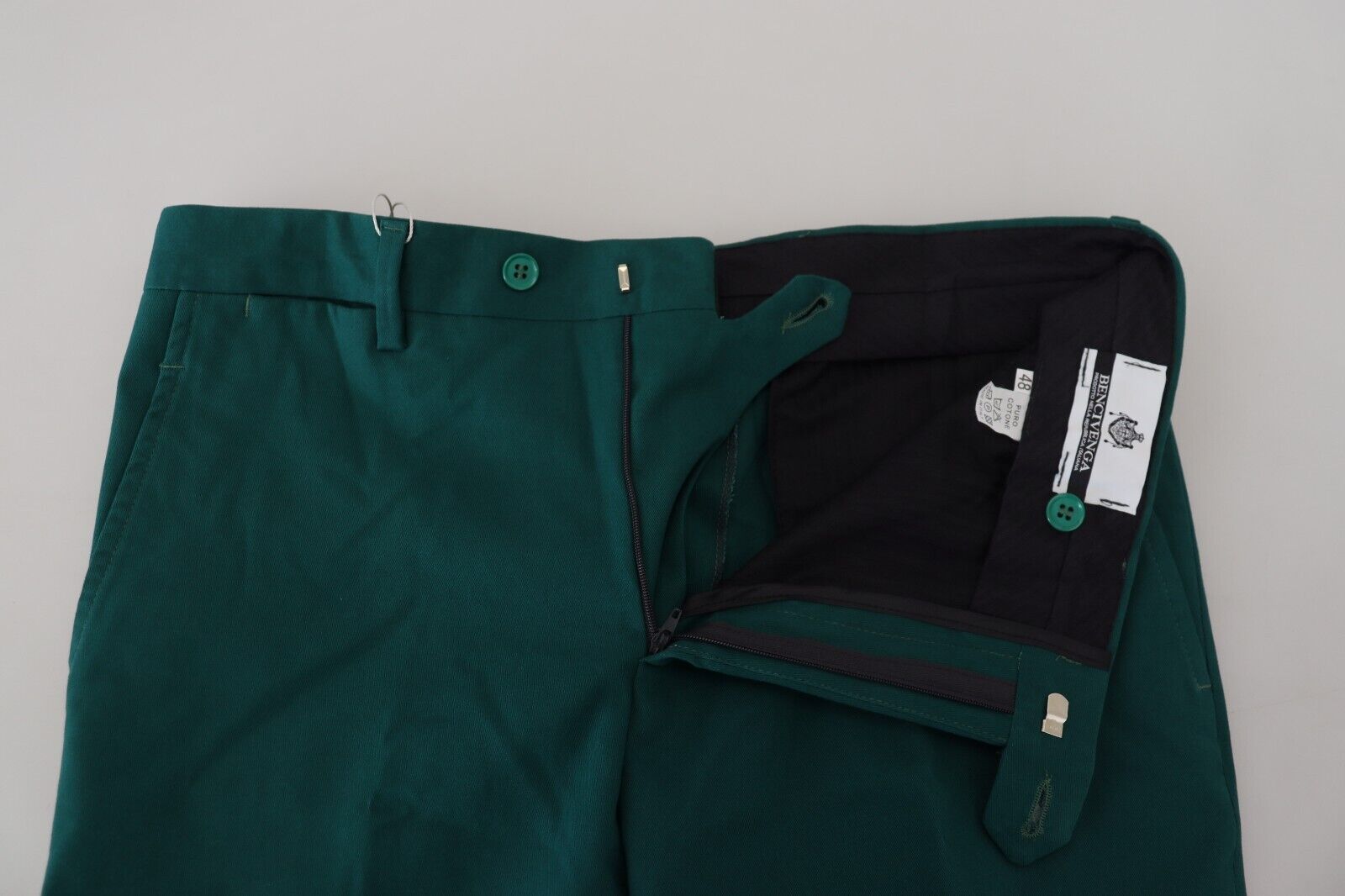 BENCIVENGA Green Straight Fit Men Formal Trousers Pants - ClickThatClicks 