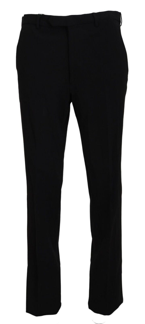 BENCIVENGA Black Straight Fit Men Formal Trousers Pants - ClickThatClicks 