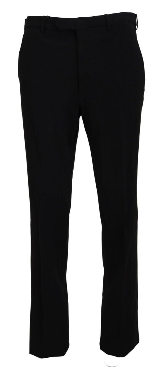 BENCIVENGA Black Straight Fit Men Formal Trousers Pants - ClickThatClicks 