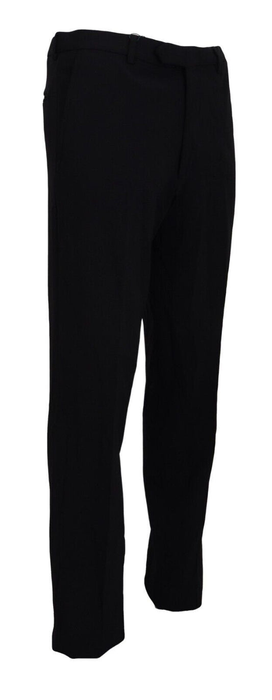 BENCIVENGA Black Straight Fit Men Formal Trousers Pants - ClickThatClicks 