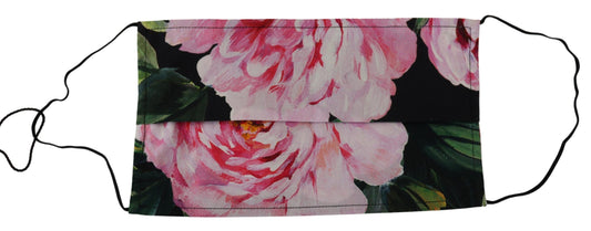Dolce & Gabbana Black Floral Pleated Elastic Ear Strap Face Mask - ClickThatClicks 