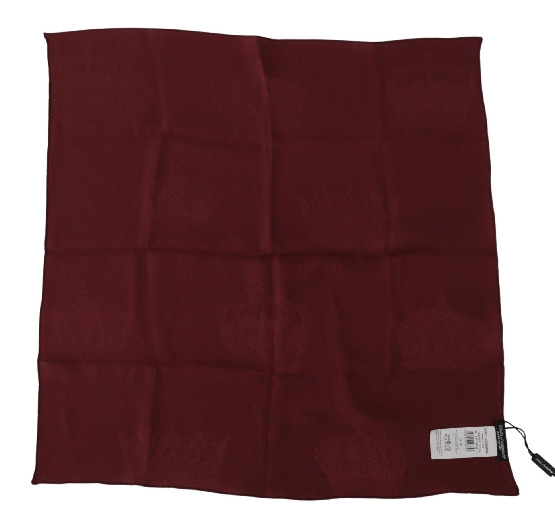 Dolce & Gabbana Maroon Silk Crown Square Wrap Handkerchief Scarf - ClickThatClicks 