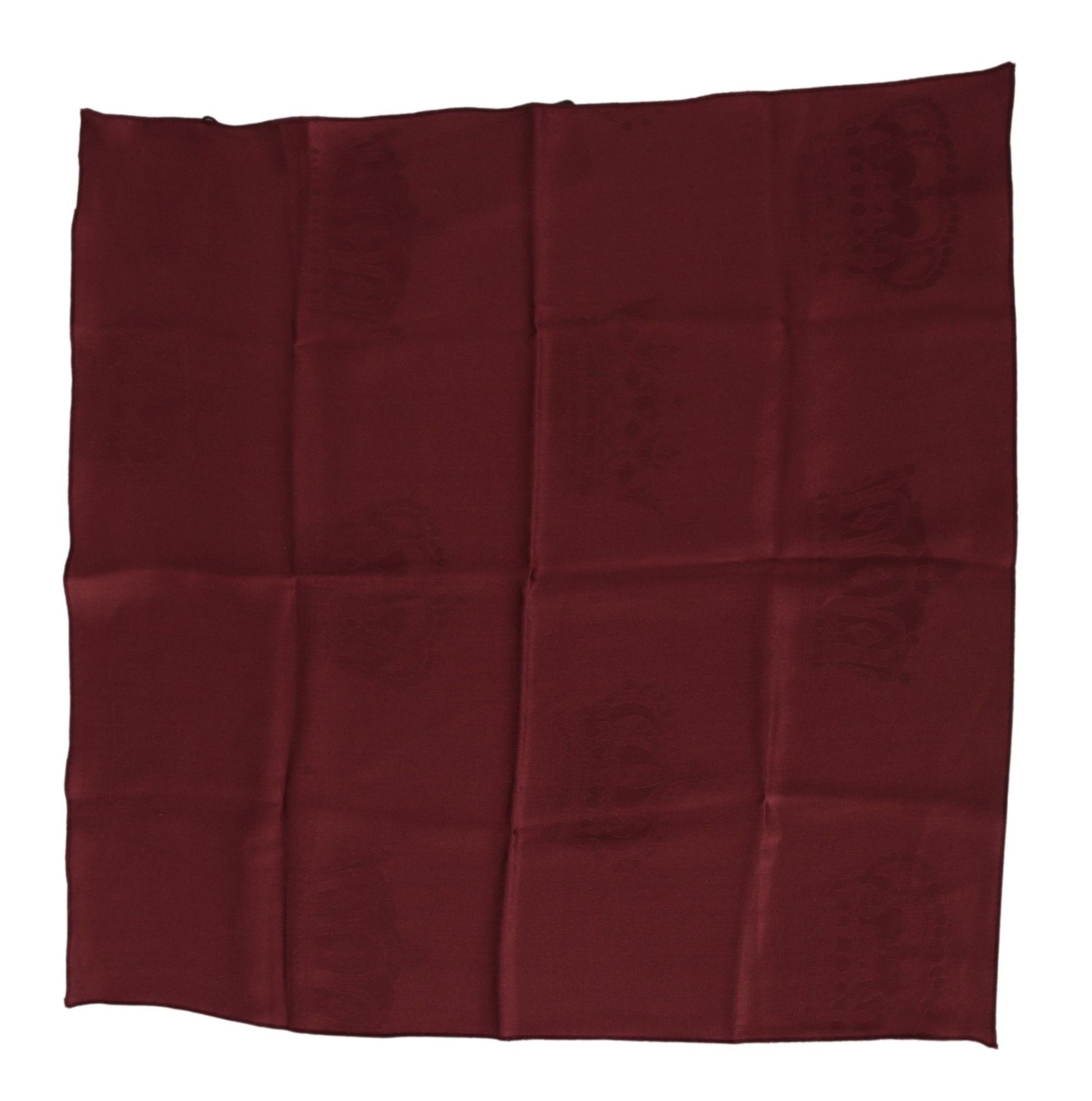 Dolce & Gabbana Maroon Silk Crown Square Wrap Handkerchief Scarf - ClickThatClicks 