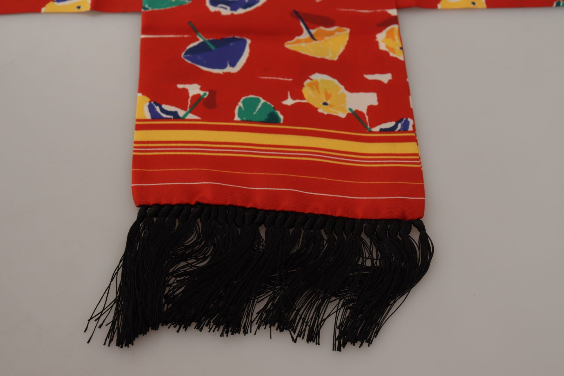 Dolce & Gabbana Multicolor DG Umbrellas Print Shawl Fringe Scarf - ClickThatClicks 
