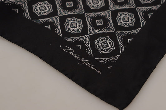 Dolce & Gabbana Black Geometric Patterned Square Handkerchief Scarf - ClickThatClicks 