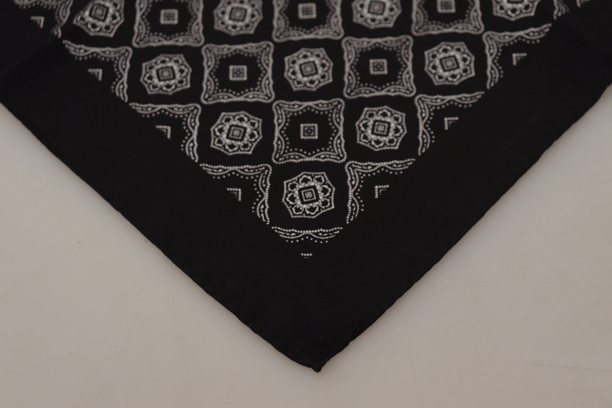 Dolce & Gabbana Black Geometric Patterned Square Handkerchief Scarf - ClickThatClicks 