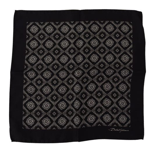 Dolce & Gabbana Black Geometric Patterned Square Handkerchief Scarf - ClickThatClicks 