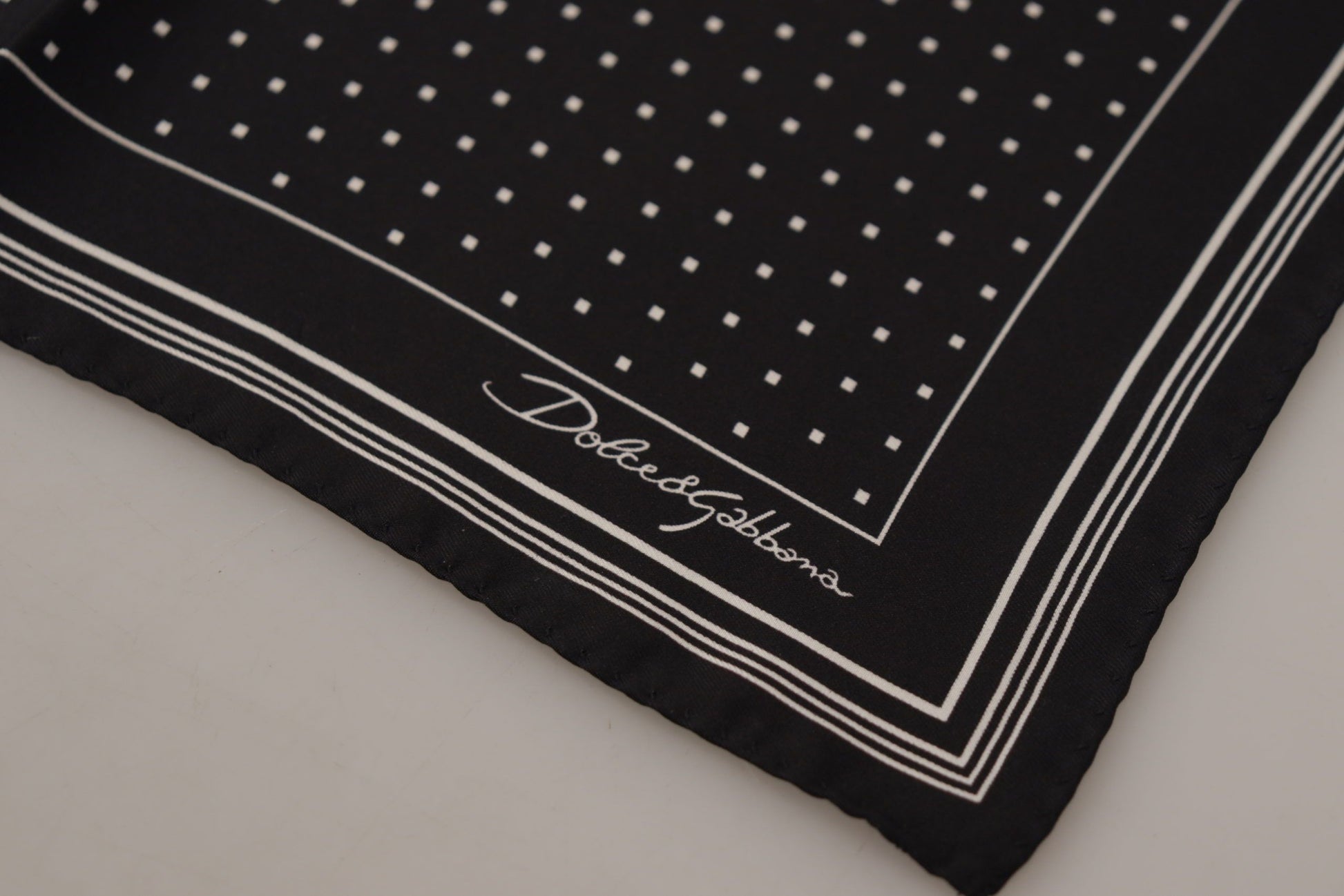 Dolce & Gabbana Black Polka Dots DG Logo Square Handkerchief - ClickThatClicks 