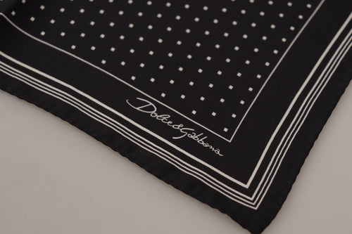 Dolce & Gabbana Black Polka Dots DG Logo Square Handkerchief - ClickThatClicks 