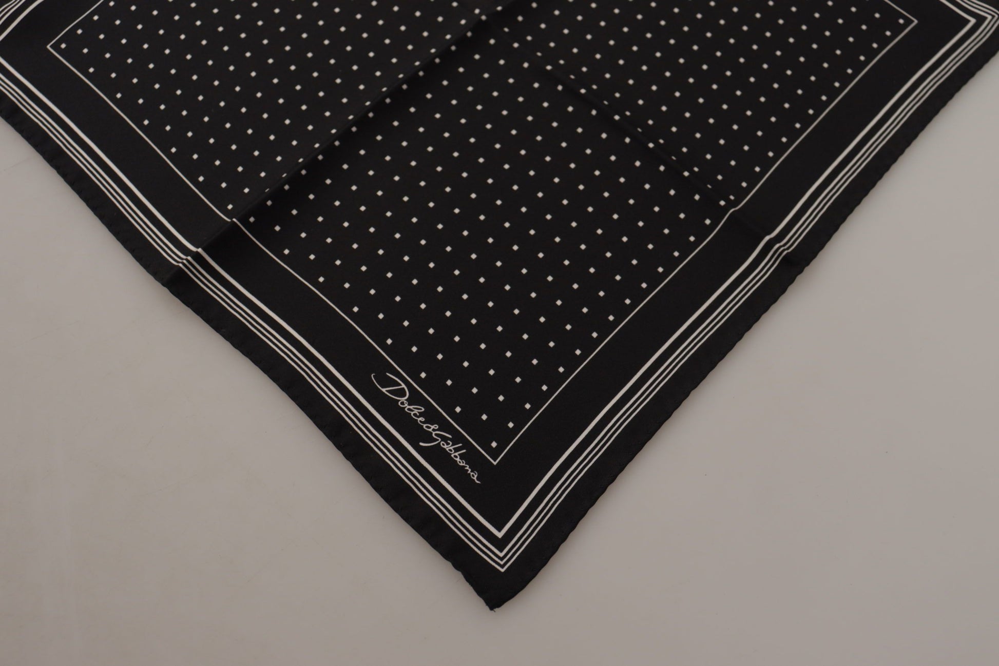 Dolce & Gabbana Black Polka Dots DG Logo Square Handkerchief - ClickThatClicks 