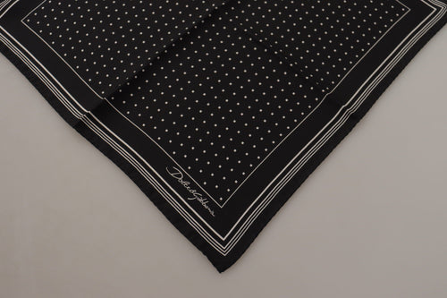 Dolce & Gabbana Black Polka Dots DG Logo Square Handkerchief - ClickThatClicks 