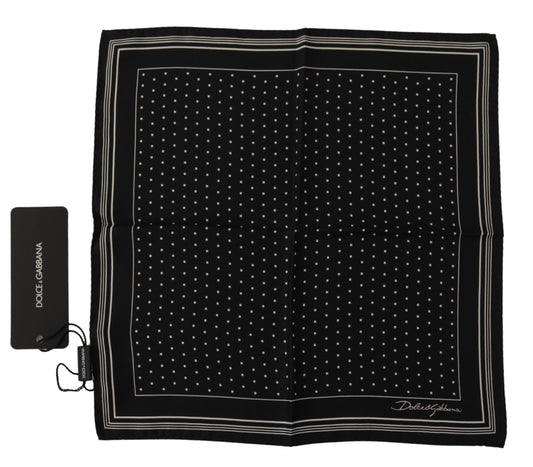 Dolce & Gabbana Black Polka Dots DG Logo Square Handkerchief - ClickThatClicks 
