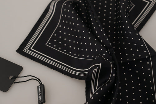 Dolce & Gabbana Black Polka Dots DG Logo Square Handkerchief - ClickThatClicks 