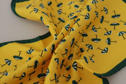 Dolce & Gabbana Yellow Printed DG Logo Square Mens Handkerchief Scarf - ClickThatClicks 