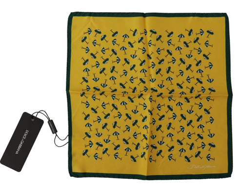 Dolce & Gabbana Yellow Printed DG Logo Square Mens Handkerchief Scarf - ClickThatClicks 