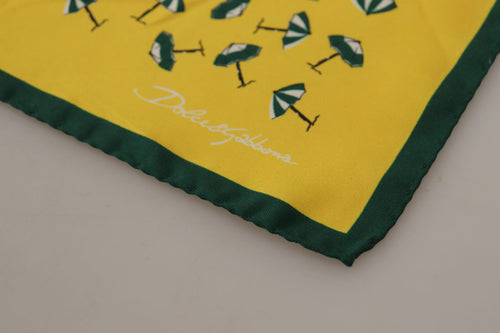 Dolce & Gabbana Yellow Printed DG Logo Square Mens Handkerchief Scarf - ClickThatClicks 