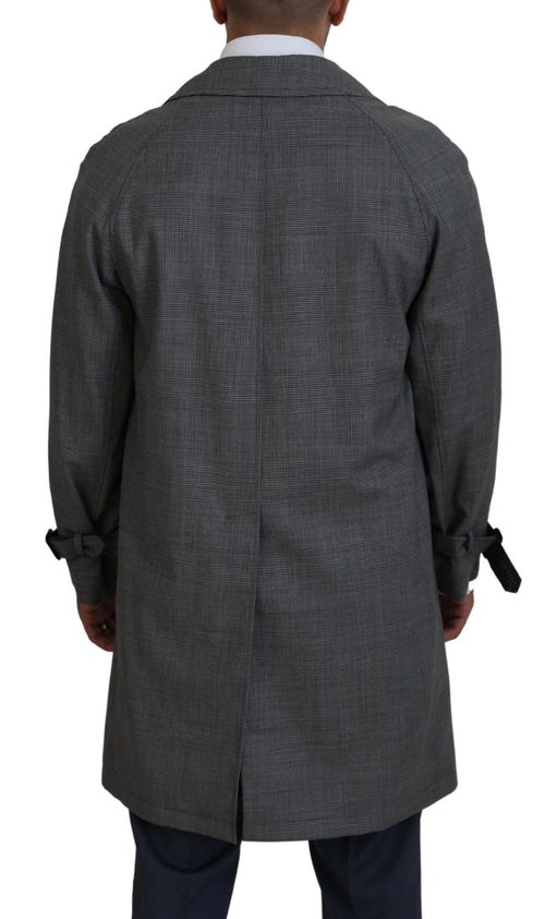 Dolce & Gabbana Gray Wool Plaid Long Trench Coat Jacket Trench Coat Jacket - ClickThatClicks 