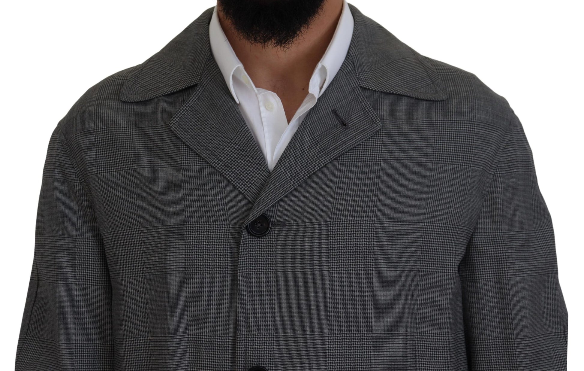 Dolce & Gabbana Gray Wool Plaid Long Trench Coat Jacket Trench Coat Jacket - ClickThatClicks 
