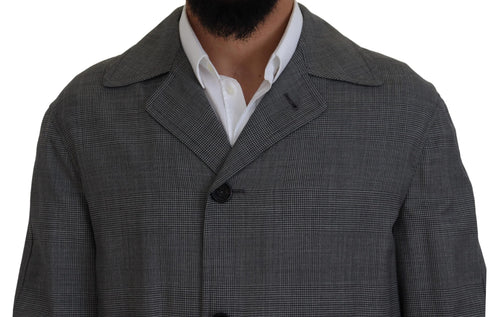 Dolce & Gabbana Gray Wool Plaid Long Trench Coat Jacket Trench Coat Jacket - ClickThatClicks 