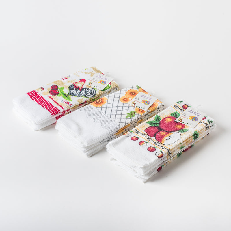 Assorted Microfibre Tea Towel - Pack of 6