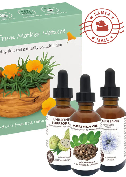 Soursop, Black Seed & Moringa Oil – Powerful Trio Set for Skin & Hair (Gift Box)
