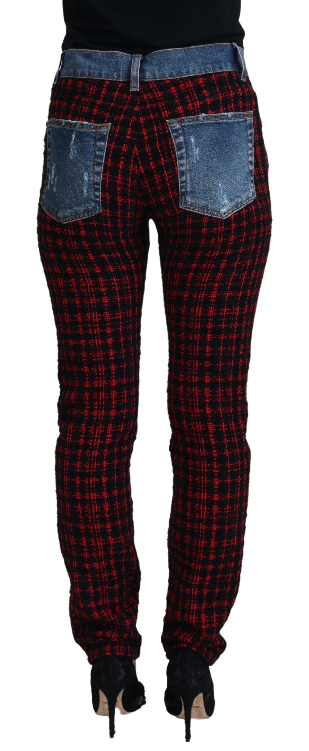Dolce & Gabbana Blue Checkered Back Skinny Denim Jeans - ClickThatClicks 