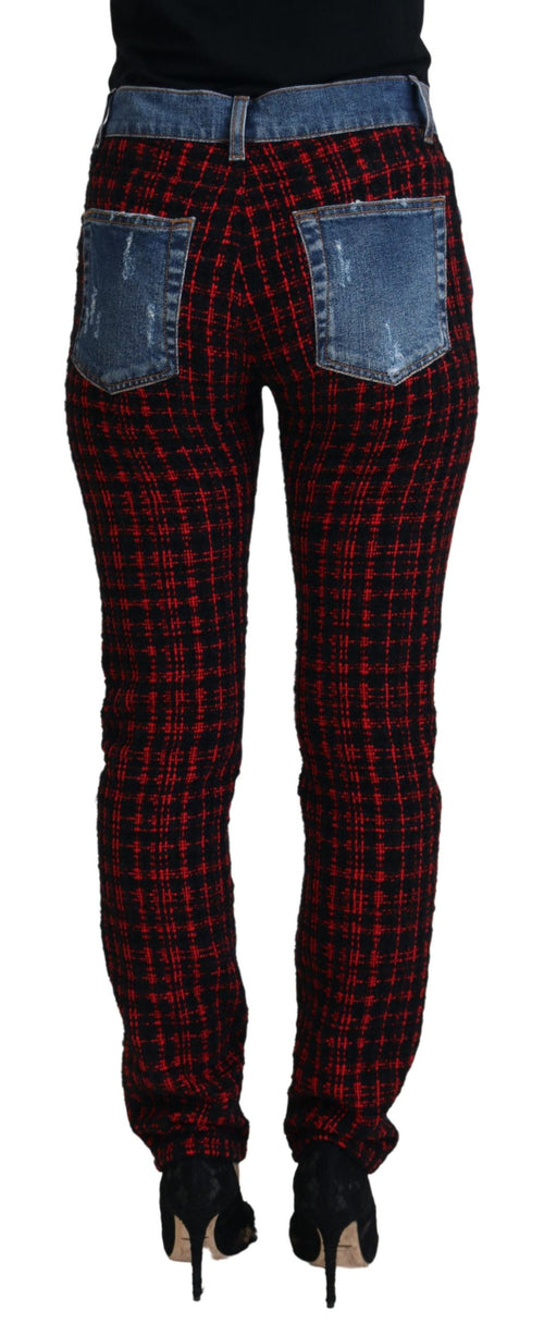 Dolce & Gabbana Blue Checkered Back Skinny Denim Jeans - ClickThatClicks 