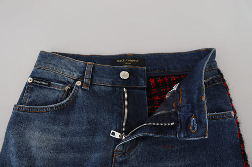 Dolce & Gabbana Blue Checkered Back Skinny Denim Jeans - ClickThatClicks 