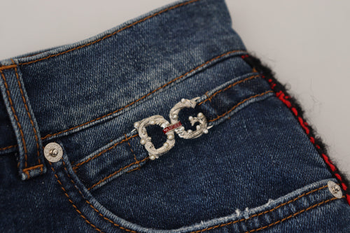 Dolce & Gabbana Blue Checkered Back Skinny Denim Jeans - ClickThatClicks 