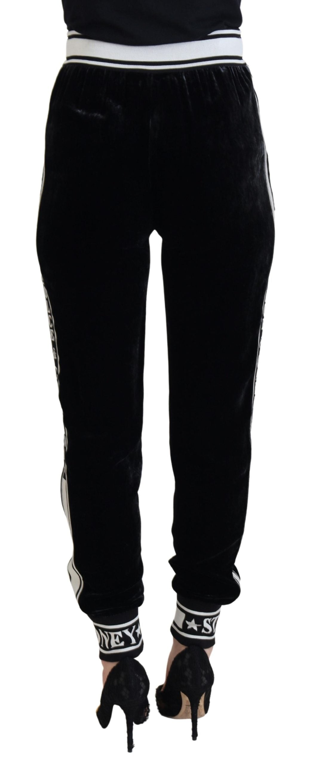 Dolce & Gabbana Black DG Logo Velvet Trouser Pants - ClickThatClicks 