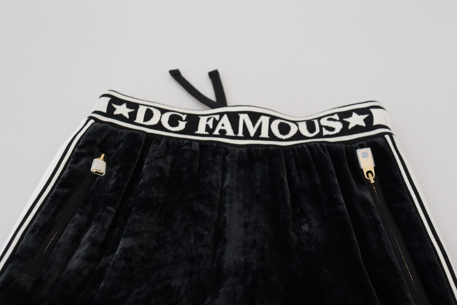 Dolce & Gabbana Black DG Logo Velvet Trouser Pants - ClickThatClicks 