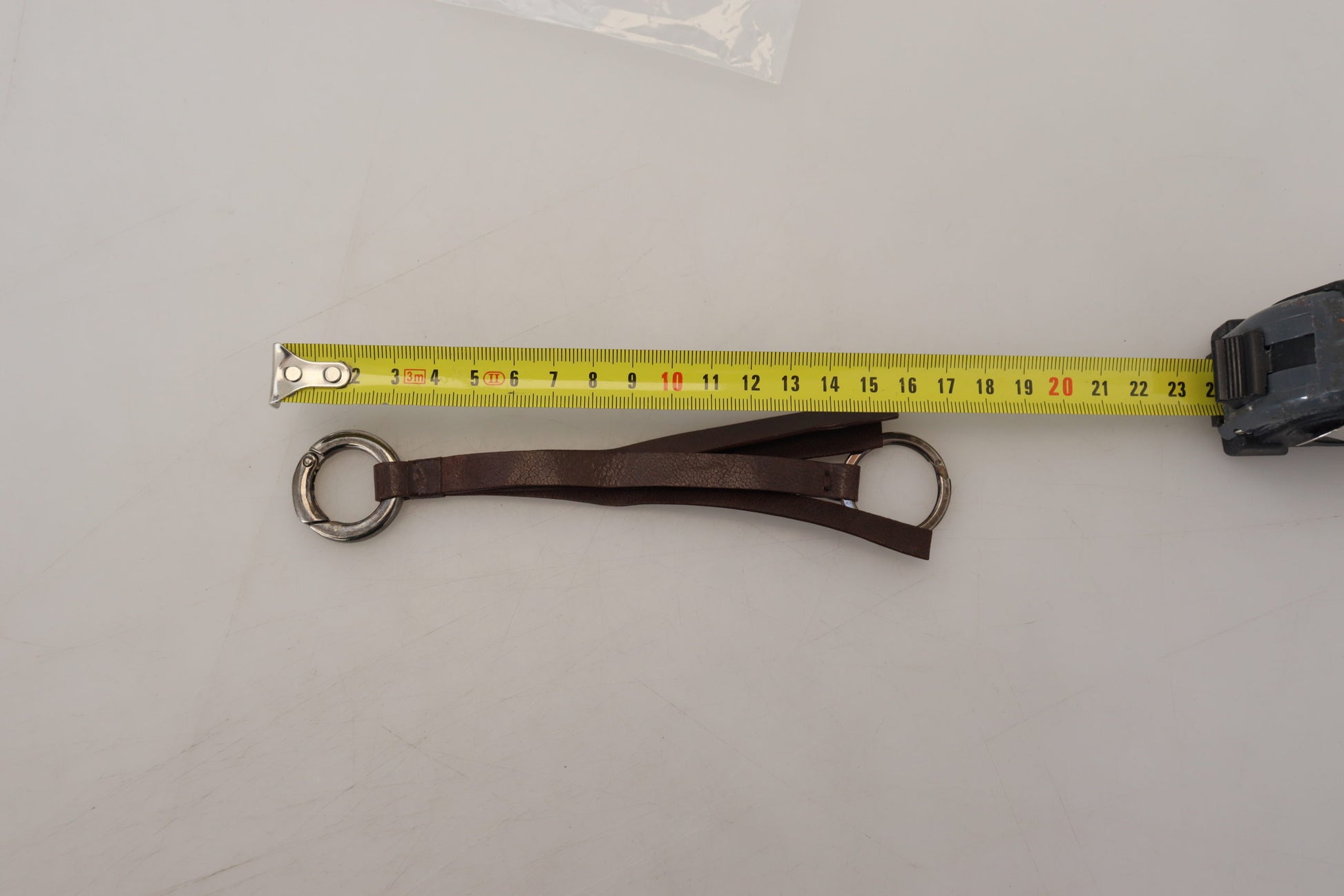 Costume National Brown Leather Silver Tone Metal Keyring Keychain - ClickThatClicks 