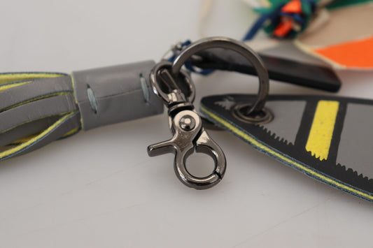 MSGM Multicolor Rocket Ship Silver Tone Metal Keychain - ClickThatClicks 