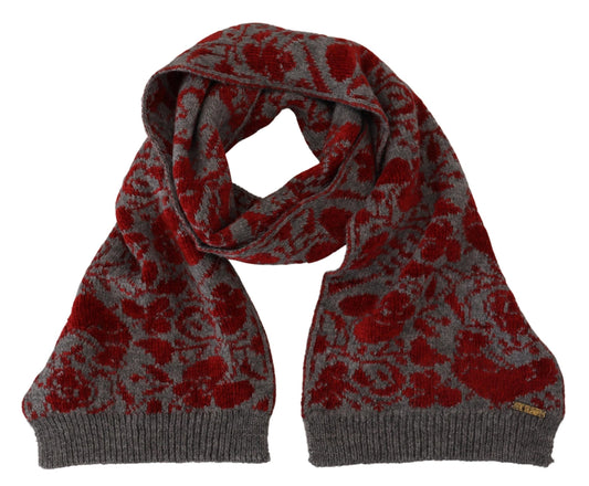 GF Ferre Red Grey Knitted Wrap Warmer Womens Shawl Scarf - ClickThatClicks 
