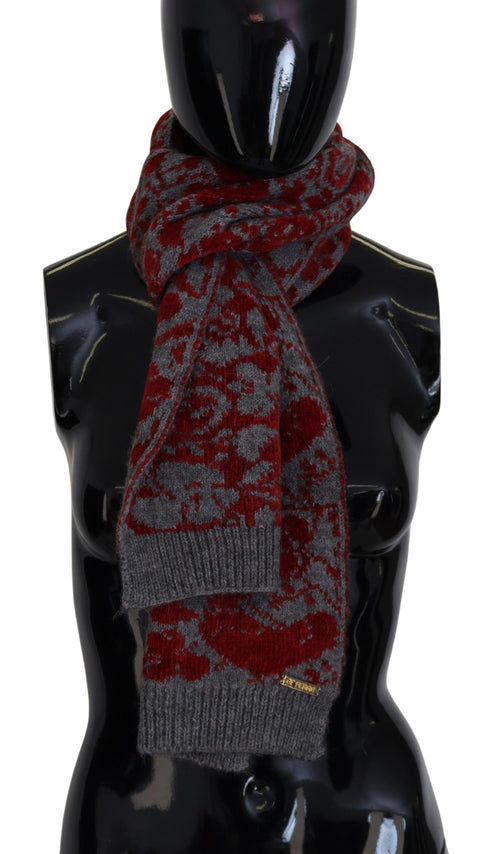 GF Ferre Red Grey Knitted Wrap Warmer Womens Shawl Scarf - ClickThatClicks 
