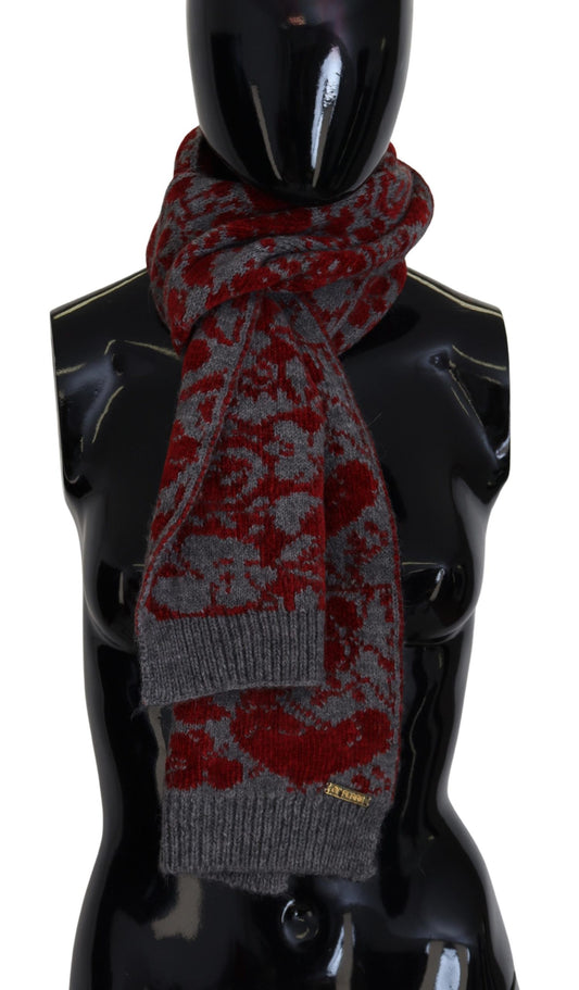 GF Ferre Red Grey Knitted Wrap Warmer Womens Shawl Scarf - ClickThatClicks 