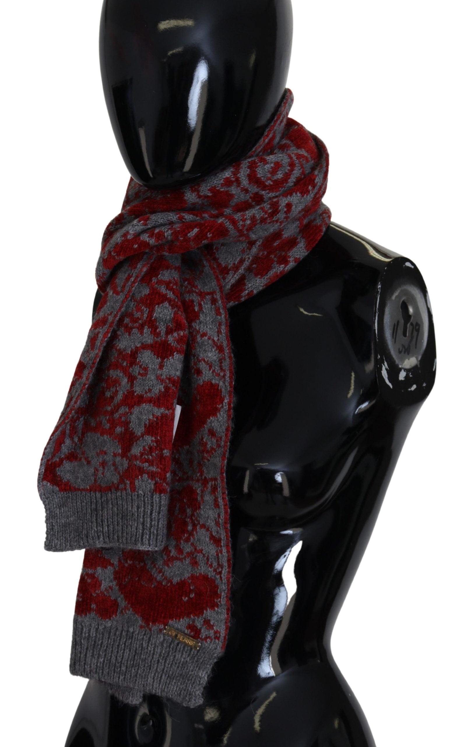 GF Ferre Red Grey Knitted Wrap Warmer Womens Shawl Scarf - ClickThatClicks 