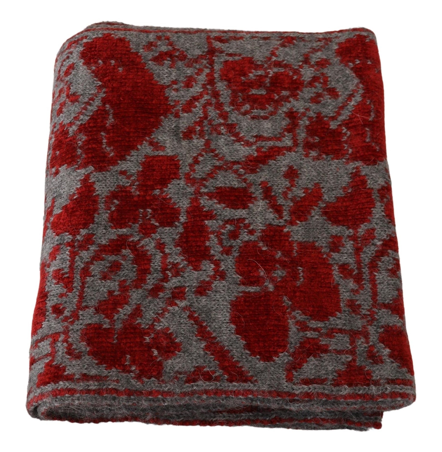GF Ferre Red Grey Knitted Wrap Warmer Womens Shawl Scarf - ClickThatClicks 