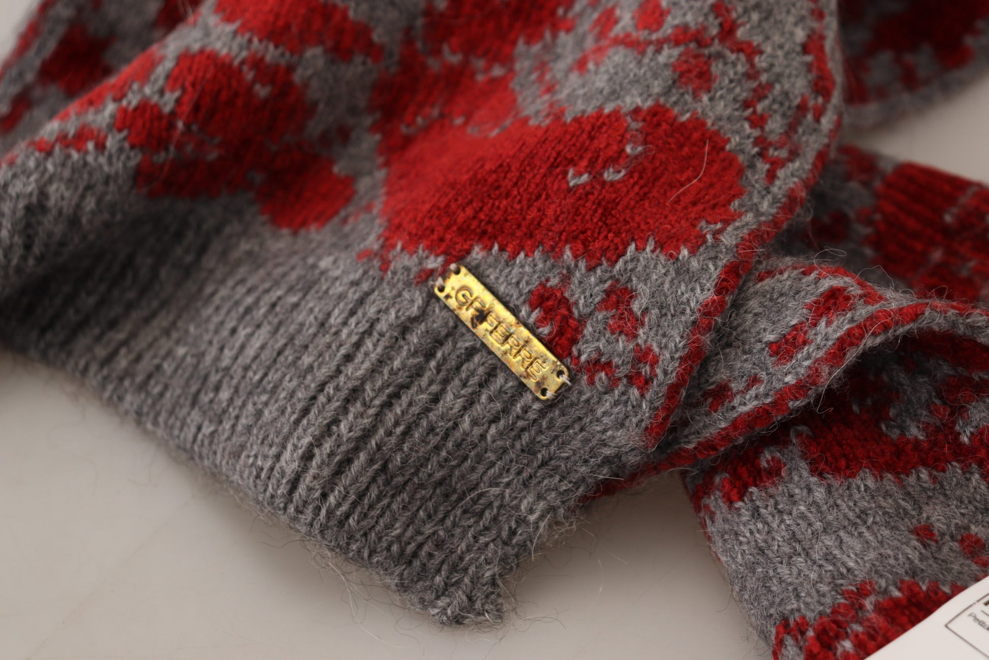 GF Ferre Red Grey Knitted Wrap Warmer Womens Shawl Scarf - ClickThatClicks 