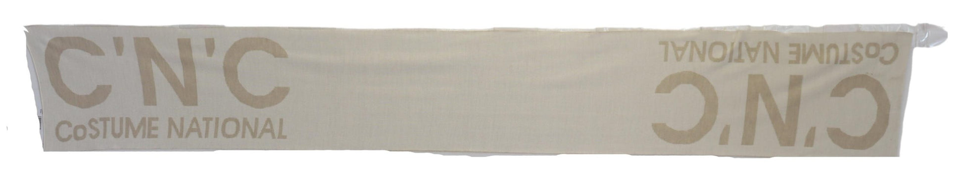 Costume National Beige White Logo Wrap Warmer Shawl Scarf - ClickThatClicks 
