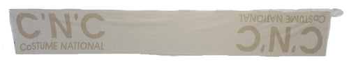 Costume National Beige White Logo Wrap Warmer Shawl Scarf - ClickThatClicks 