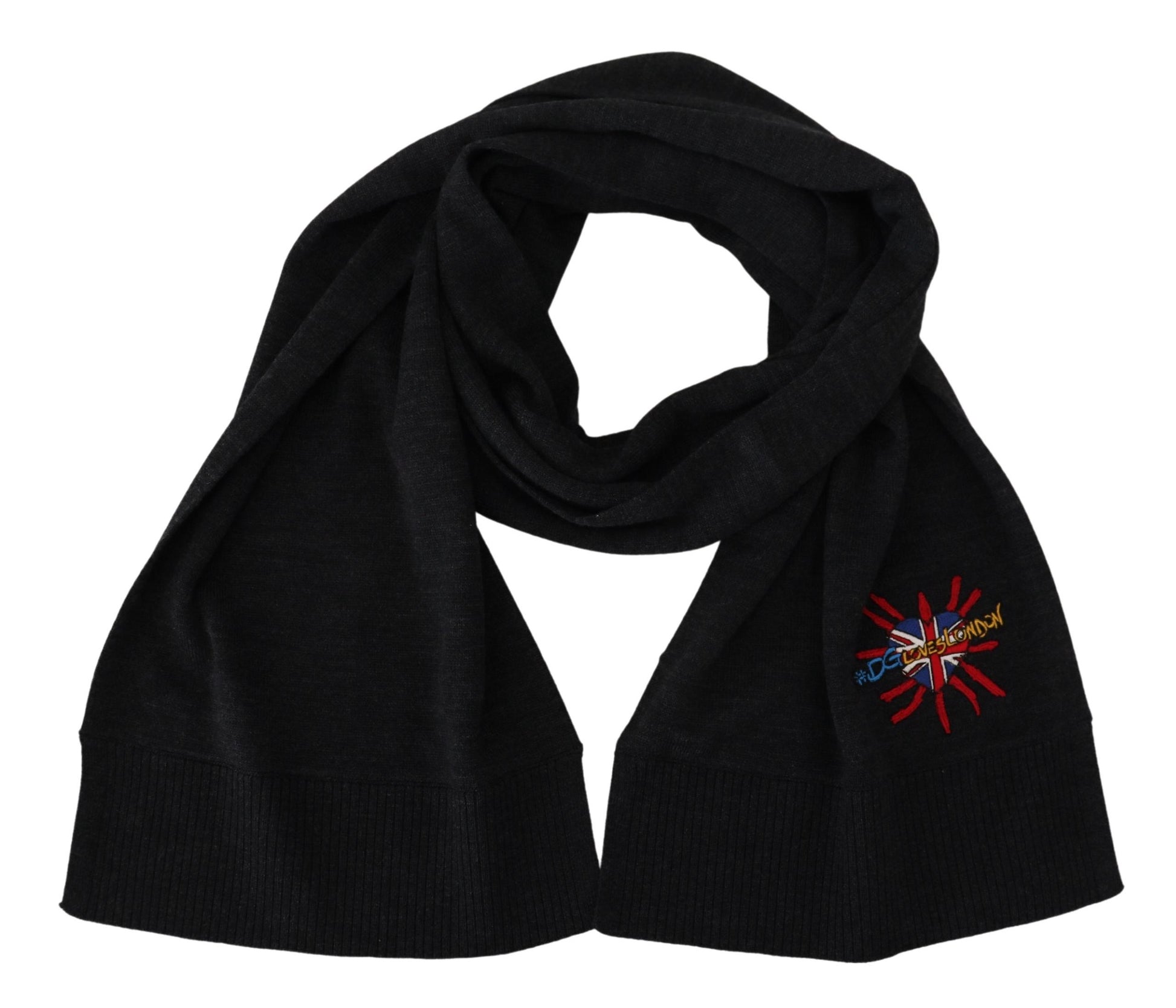 Dolce & Gabbana Black Sacred Heart #DGLovesLondon Wrap Scarf - ClickThatClicks 
