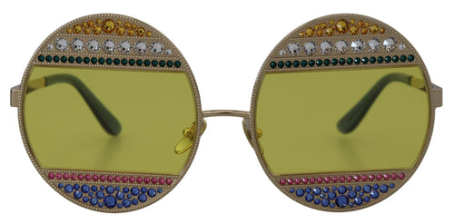 Dolce & Gabbana Gold Oval Metal Crystals Shades DG2209B Sunglasses - ClickThatClicks 
