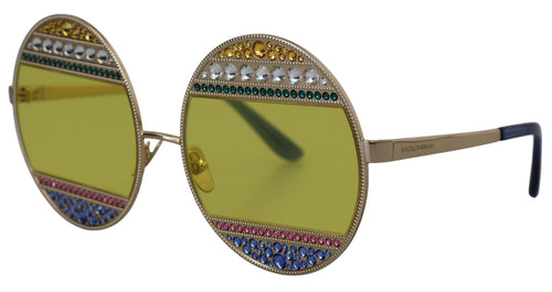 Dolce & Gabbana Gold Oval Metal Crystals Shades DG2209B Sunglasses - ClickThatClicks 