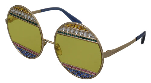 Dolce & Gabbana Gold Oval Metal Crystals Shades DG2209B Sunglasses - ClickThatClicks 