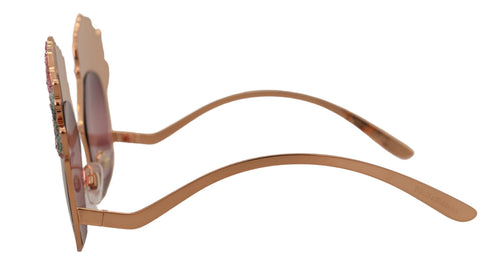 Dolce & Gabbana Pink Gold Rose Sequin Embroidery DG2202 Sunglasses - ClickThatClicks 