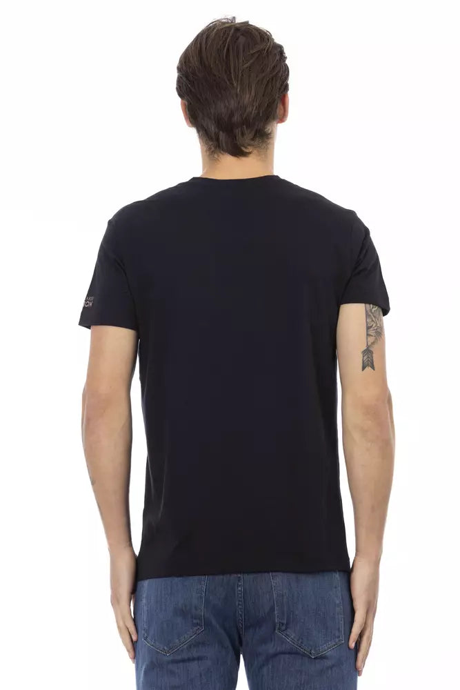 Trussardi Action Black Cotton Men's V-Neck T-Shirt - ClickThatClicks 