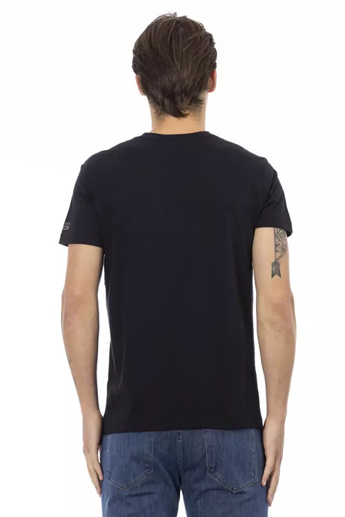 Trussardi Action Black Cotton Men's V-Neck T-Shirt - ClickThatClicks 