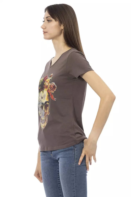 Trussardi Action Brown Cotton Women T-Shirt - ClickThatClicks 
